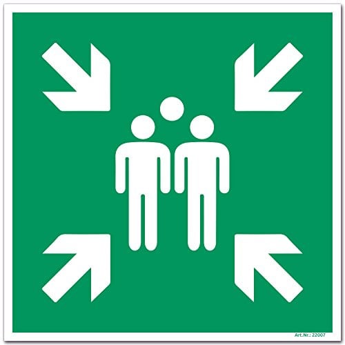 Schild Sammelstelle Rettungszeichen ASR A1 3 BGV A8 DIN ISO 7010 Hinweisschild 200x200mm stabile Aluminiumverbundplatte 3mm stark inkl 4 Eckbohrungen