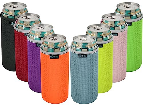 Beautyflier Pack of 8 Anti-Slip Embossed Neoprene Bottle Insulator Sleeve Thick Collapsible Glass Water Bottle Cover for BBQ Camping Party