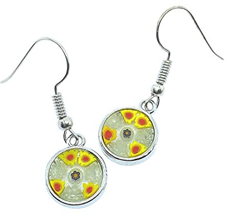 Murano Glass Jewellery Ohrhänger Millefiori Muranoglas 1,2 cm inkl. Geschenkbox und Echtheitszertifikat