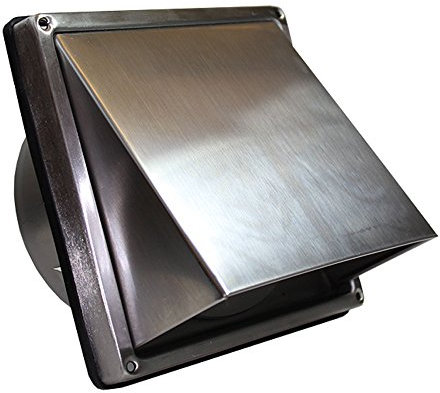 Kair Cowled External Vent 125mm - 5 inch Rear Spigot Stainless Steel Grille with Backdraft Shutter to Protect Against Insects and Wind Noise