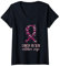 Ruban Rose de sensibilisation au Cancer du Sein d'Octobre T-Shirt avec Col en V