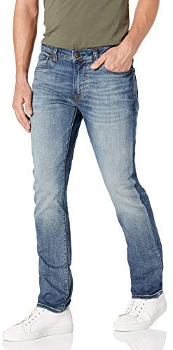 Buffalo David Bitton Jean Slim Ash pour Homme, Rinçage Indigo, W34/L34