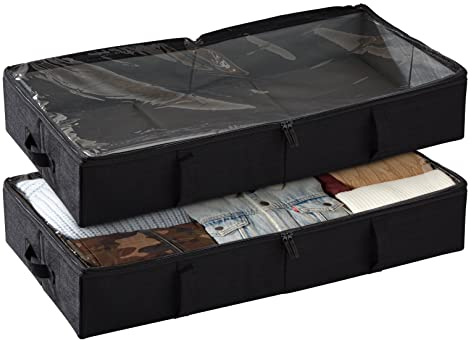 storageLAB Under bed Storage Containers and Closet Organizers, 2 Pack Sturdy Handles for Underbed and End-of-Bed Storage, Comforter Accessories