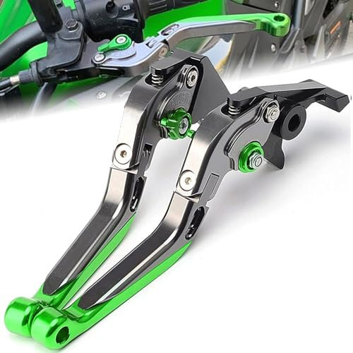 QJY-Motor Part-Store Z750 Regolabile Moto Leve Freno e Frizione Set per Z750 Z 750 2007 2008 2009 2010 2011 2012 2013-Titanio+Titanio+Verde+Verde