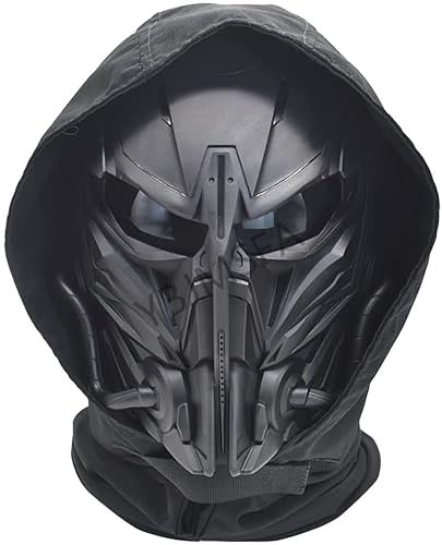 Tactical Mask Balaclava Mask Full Face Protection Transparent Goggles Adjustable Skull Mask, Cosplay Halloween Costume Movie Shooting