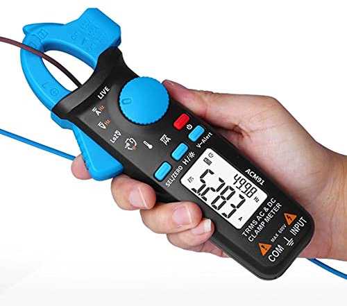 True-RMS Clamp Meter, Digital Clamp Meter 6000 Counts, Multimeter, Non-Contact Voltage Test Auto-ranging, Measures Current Voltage, Capacitance, Resistance Diode Continuity with Test Leads Zip Bag