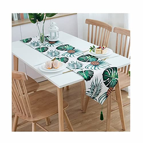 Aotiwe Tischläufer, Halloween Tischdekoration aus Polyester Nordische Pflanzen Modern Simple Tropische Ananas 33x220CM für Feiertage Küche
