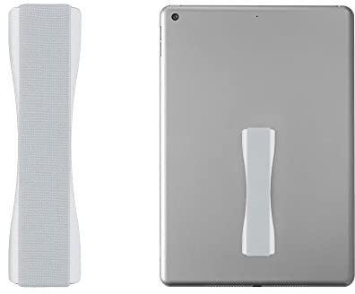 kwmobile Supporto Dita per Tablet - Sostegno Adesivo Fascetta Elastica - Impugnatura Mano Universale Compatibile con iPad Galaxy-Tab Porta Tablet argento