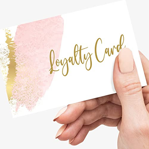 Premio Cards Loyalty Cards for Customers, Loyalty Cards for Beauty, Nails, Massages and Coffee Businesses - Pink & Gold (50 Pack)