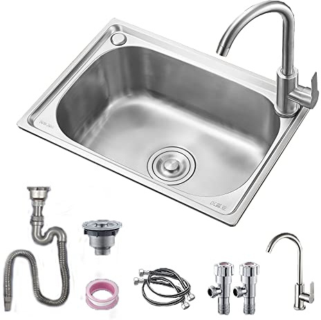Lavello Cucina 1 Vasca, Mini Lavandino Cucina,Lavello In Acciaio Inox Stazione, Portatile Lavamani Installazione Da Incasso O Sottotop, Per Garage Giardino Camper Ristorante, Esterno, Una Lavanderia (