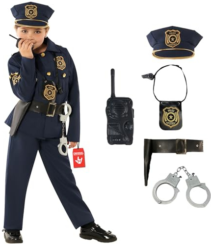Morph Disfraz Policía Niño y Niña, Traje Uniforme para Halloween y Carnaval, 7-9 años