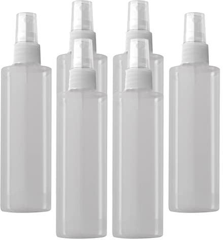 LusDoly 6 Stück, 200ml Transparent Plastik Kunststoff Sprühflasche Mit Transparent Sprüher Nachfüllbar Sprühflaschen für Blumen, Haare, Reisen, Reinigung, Gartenarbeit Kosmetik