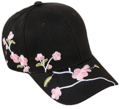 Baseballkappe Damen Mädchen Basecap UV Schutz Sonenhut Verstellbar Schirmmütze Sommer Baseball Cap Stickerei Pflaumenblüte Snapback Hut Outdoor Sport Trucker Cap für Golf Baseboard Radfahren Wandern