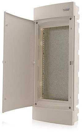 Intratec Unterputz Multimediaverteiler IP40 – 283x676x106 mm, mit weißer Tür, ideal für Smart Home, Router & Multimedia-Geräte, Gehäuse Weiß RAL 9003