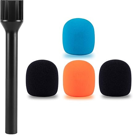 CaTeFo Interview GO Micrófono Adaptador de mano para RODE Wireless GO GO II DJI Mic Lark Max y otros micrófonos inalámbricos con espumas de color, hilos integrados de 1/4 pulgadas y zapato fría