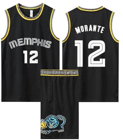 2-Teiliges Basketball Jersey für Kinder/Erwachsene - Shirt und Shorts 2024, Ärmelloser Anzug, Schwarz 5XL