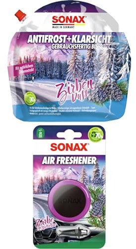 SONAX AntiFrost+KlarSicht Zirbe Gebrauchsfertig bis -20°C (3 Liter) | Art-Nr. 01314410 Air Freshener Zirbe (1 Stück) | Art-Nr. 03670410