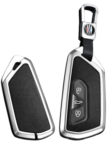 ontto Autoschlüssel Hülle Schlüsselbox Cover Passt für Skoda Octavia A8 MK8 Seat Leon FR Mk4 Cupra Formentor für VW Golf 8 ID.6 Schlüsseletui Metall Schlüsselhülle mit Schlüsselanhänger-Silber Schwarz