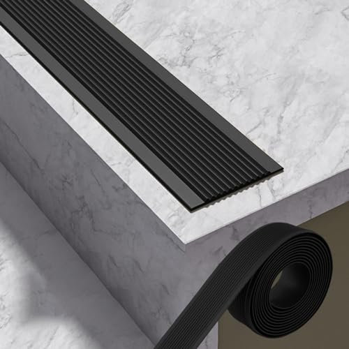 PVC Treppenkantenprofil Selbstklebend Winkelprofil Kunststoff Treppen-Kantenschutz Winkelprofil Stufenkantenprofil Für Den Außen- Und Innenbereich Anti Rutsch Streifen Treppe ( Color : Nero , Size : T