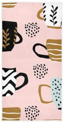 GAIREG Toallas de mano con tazas de café en color rosa, toallas de spa para baño, gimnasio, hotel, spa, 38 x 76 cm