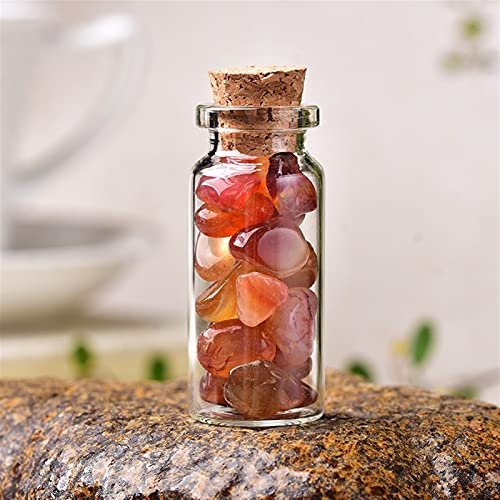 1 bouteille de souhaits en verre de cristal naturel, décoration d'intérieur, pierres polies naturelles, bouteille porte-bonheur, cadeaux d'anniversaire (couleur : agate rouge, taille : 80 x 22 mm) déc