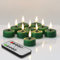 Eywamage Green Flameless Wax Tea Lights with Remote Control and Batteries, Flickering LED Tea Candle Set of 10