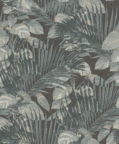Rasch SCHÖNER WOHNEN-Kollektion Vliestapete TROPICAL 600179 mit tropischen Blättern in Blau - 10,05 m x 0,53 m