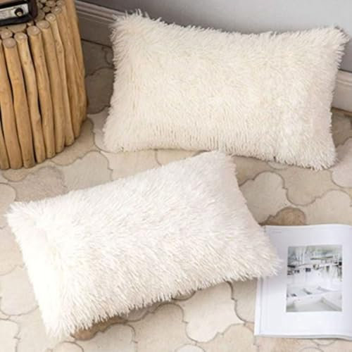ZZDZW Kissenbezug 50x70 Samt Grau Weiß Grün Plüsch 2er Set Kissenbezüge Zierkissenbezug Dekokissen Sofakissen Kissenhülle Dekorative Weiche Zierkissenbezüge Kissen Bezug(Beige)