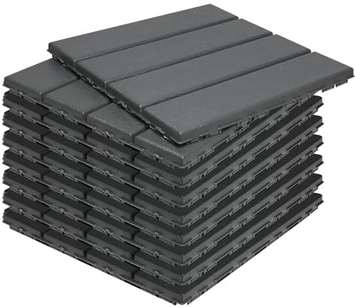 9 Pcs Plastic Interlocking Deck Tiles, 11.8x11.8 Waterproof Outdoor Flooring Tiles Deck Tiles Interlocking Outdoor All Weather Use, Patio Floor Tiles for Balcony, Porch, Poolside, Backyard