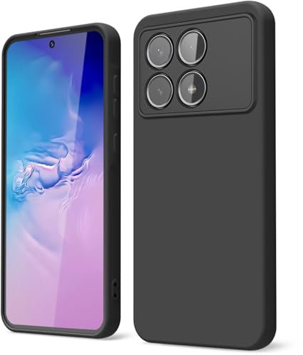 GOGME Cover per Xiaomi Poco X6 Pro 5G Liquido Silicone Custodia con Fodera Microfibra Antigraffio Antiurto Protezione Sottile e Morbida TPU Case, Nero