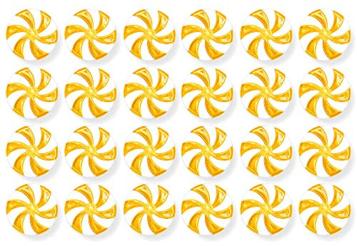 25 Stück Weihnachtsbonbons Anhänger, Weihnachten Deko Anhänger Christbaumschmuck zum Anhängen, Weihnachtsbaum Lutscheranhänger für Weihnachten Geschenke Weihnachtsbaumschmuck,Gelb Weiß 35mm