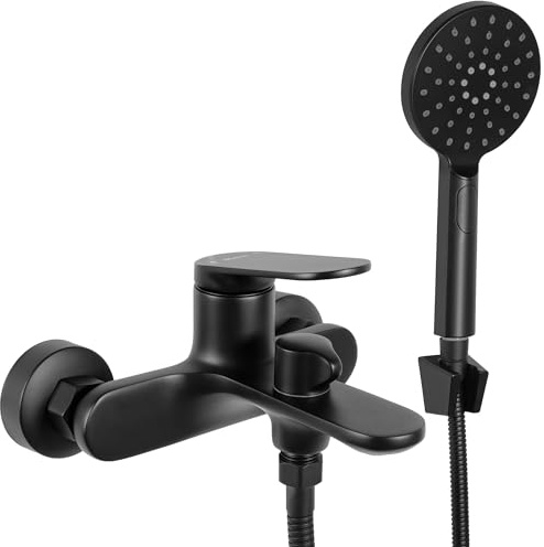 Rea Badewannenarmatur mit Handbrause Marco Black, Komplettset, modern - 19X11,5X11,5CM