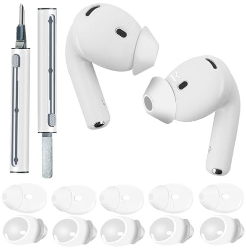 5 paia di cuscinetti auricolari per AirPods 4, in silicone compatibile con Apple AirPods 4, cuscinetti antiscivolo per AirPods 4 [penna di pulizia inclusa] (bianco)