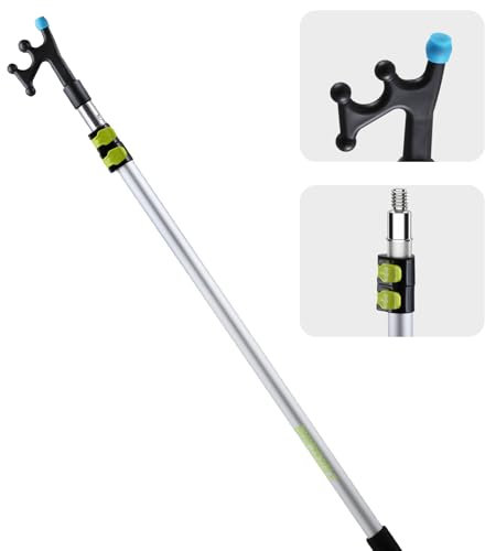 FancyEagle 3.4–8 FT Telescoping Aluminum Boat Hook for Docking, Non-Slip Rubber Tip, 3-Stage Floating Lightweight Sturdy Push-Pull Pole, Scratch-Resistant Rustproof, Standard 3/4 Threaded End