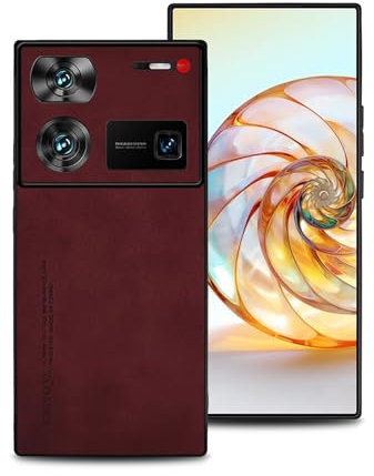 shamdspopu Coque ZTE Nubia Z60 Ultra, TPU Combiné avec une surface en cuir confortable, de haute qualité de luxe, antichoc, anti-rayures et robuste (rouge)