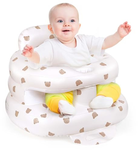 Asiento inflable para bebé Partir de 3 Meses, Silla Infantil Inflable con Bomba de Aire Integrada, silla inflable con soporte para espalda y cuello para Viajes, Alimentación, Camping, Aprender