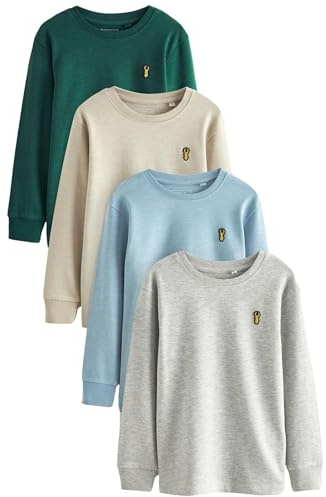 NEXT Jungen Gemütliche Langarmshirts im 4er-Pack Blue/Green/Grey/Stone 146