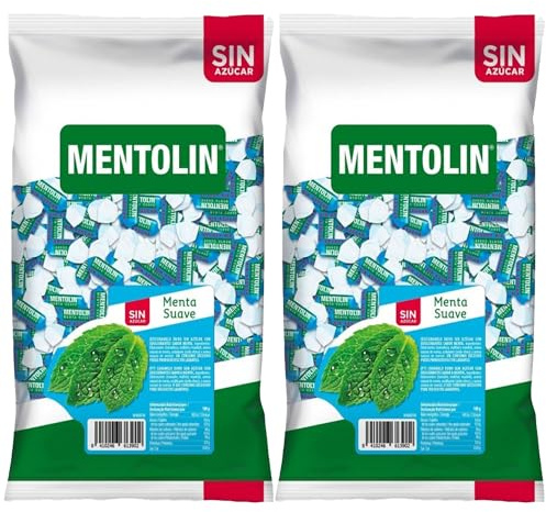 MENTOLÍN pack de 2 kg de caramelos duros sabor menta suave sin azúcar, 2x1kg