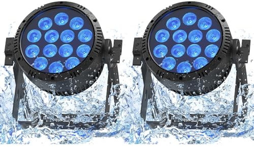 U`King 2PCS 14x15W LED Par IP65 Wasserdichte, RGBW 200W Bühnenlicht Outdoor Strahler, D MX 4/9CH Discolicht Partylicht für Regentage Events DJ Show Party Bar Bühnen Festivalauftritte