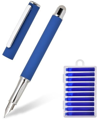 LVZONGXIN Radierbarer Füller für Schule & Alltag Strichbreite M, Füllhalter, blauer Tinte I inkl. 11 Patrone + 1 Feder-Pflegeset I Schreiben, Füllfederhalter als Geschenk für Schule & Uni