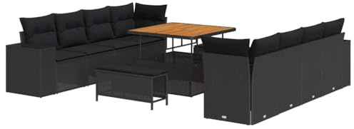 vidaXL 4-teiliges modulares Gartensofa-Set in Schwarz aus Poly Rattan. Modernes Outdoor-Lounge mit Kissen für Terrasse und Garten. Wetterfest und UV-beständig.