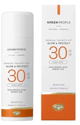 Green People Non-Streaky Glow & Protect SPF30, 150ml | Non-Streaky, Natural Glow Self Tan, With Aloe Vera and Green Tea, Organic and Vegan, Gradual Tan, Intelligent Tanning