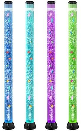 VEVOR Lámpara Sensorial de Burbujas, Tubo de Burbujas de 1,5 m Lámpara Sensorial para Acuario con 10 Peces Flotantes, 16 Efectos de Color y Control Remoto para Sala de Estar, Decoración del Hogar