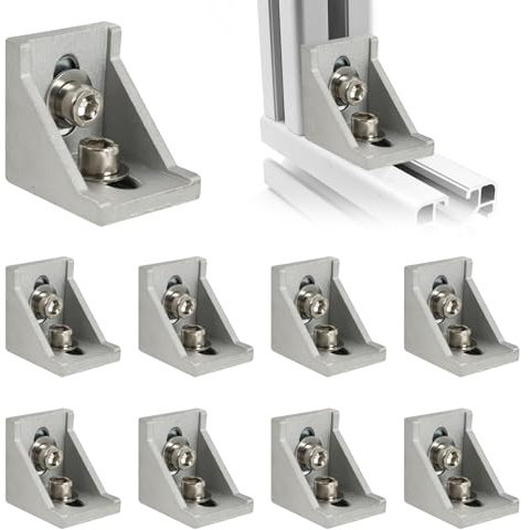 10 Stück Eckverbinder für Aluprofil 40x40 Nut 8, Aluwinkel 40x40, Alu Profil, Aluminium Profil, Aluprofil Winkel, Stabile Winkelbefestigung aus Aluminium, für Rahmen- und Konstruktionsarbeiten