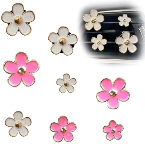 JEYORZY 8 Pcs Deco Voiture Interieur,Clip D'aération de Marguerite,Diffuseur Huiles Essentielles Voiture,Accessoire Voiture Interieur,émettraun Parfum Agréable