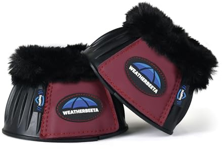 WeatherBeeta Tough-Tec Prime Fleece Trim Rubber Bell Boots, Black/Burgundy, Large