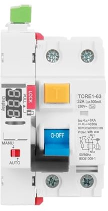 Disjoncteur modulaire à réenclenchement automatique à LED de type A, 40 A, 63 A, 30 mA, 100 mA, 300 mA, interrupteur de sécurité, disjoncteur de fuite 220 V(40A)