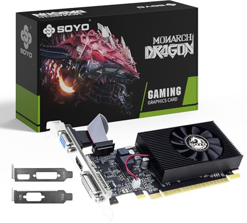 SOYO Geforce GT 730 Low Profile Graphics Card 4GB DDR3 128 Bit Video Card with HDMI VGA DVI PCI Express x16 1.1 GPU for Office