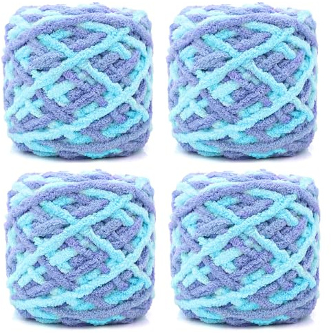 YushengTai Dicke Wolle, 4 x 100 g Chunky Yarn 7-8mm, Wolle zum Stricken Dickes Garn für Mützen, Schals, Pullover, Schuhe (Blaugrün)