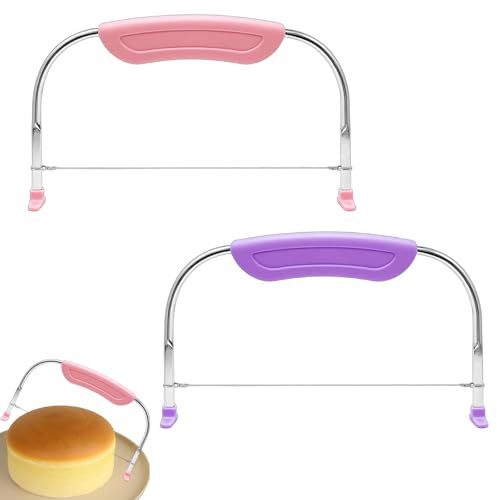 RQcMid Tortenschneider, 2 Stück in Lila und Rosa, Tortenbodenschneider und Torten Schmeidehilfe, Ideal für Kuchen und Torten, Maße 27,3 x 15,8 cm